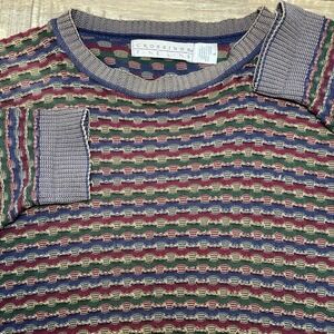 CROSSINGS FINE LINE Pullover Geometric Mini 3D Sweater Men Large Grampacore USA